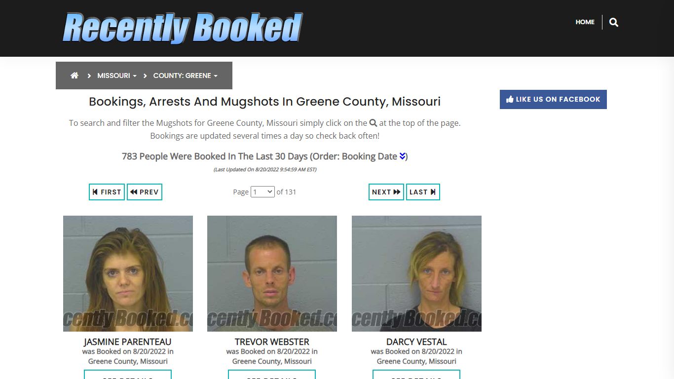 Recent bookings, Arrests, Mugshots in Greene County, Missouri
